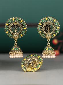 EMERY ROSE 孔雀装饰耳环和戒指 - 彩色 - 查看 1