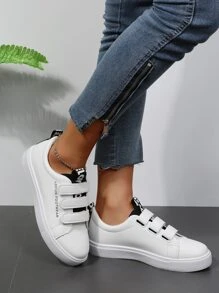 字母細節魔術貼板鞋