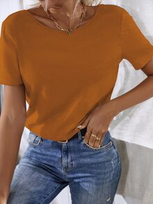 Floral Lace Crisscross Tee - Brown - View 5