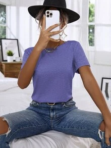 Floral Lace Crisscross Tee - Violet Purple - View 4