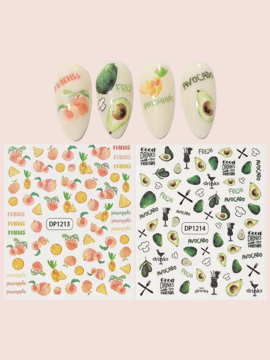 2 Miếng Dán Móng Tay In Hình Trái Cây - Nhiều màu - Xem 1