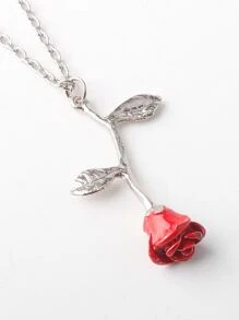 時尚流行男士花朵吊飾項鍊合金，適合珠寶禮物和時尚外觀 - 銀色 - 查看 2
