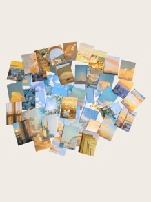 100pcs Scenery Pattern Random Sticker - Multicolor - View 1