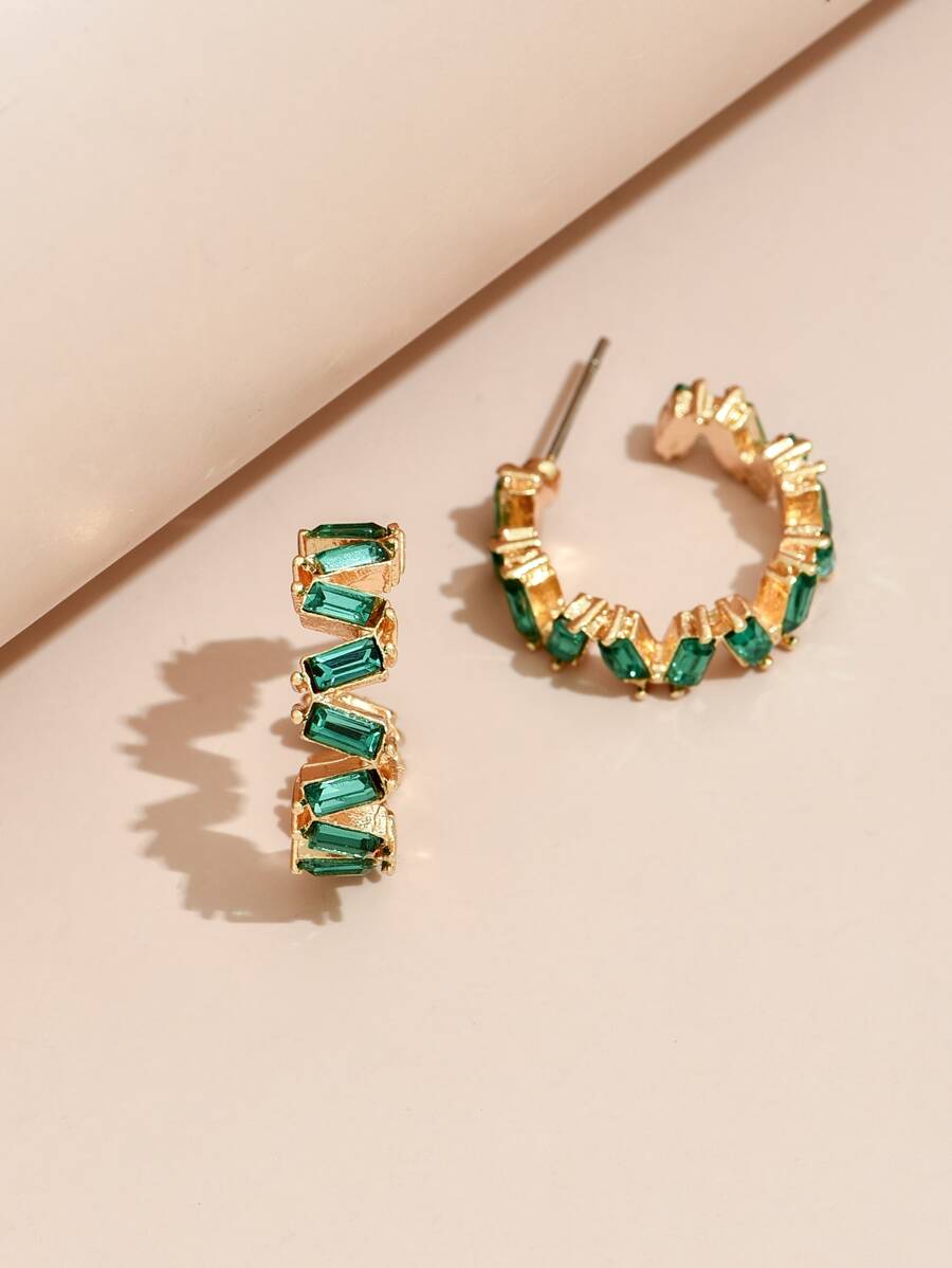 Rhinestone Decor Cuff Hoop Earrings SHEIN USA