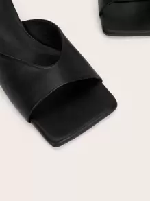 Open Toe Heeled Mules Back To School Shoes College Student Shoes Spring Shoes Spring Break Easter For Christmas - Black - View 4