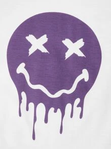 Manfinity VCAY Men Letter Graphic Tee & Drawstring Waist Shorts Set - Purple - View 3