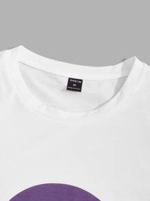 Manfinity VCAY Men Letter Graphic Tee & Drawstring Waist Shorts Set - Purple - View 4