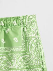 GENTILAND Quần Short Nam Dây kéo Paisley Kỳ nghỉ - màu xanh lá - Xem 3