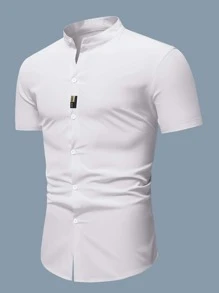Manfinity Men Letter Patched Shirt - White - View 1