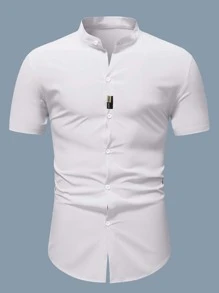 Manfinity Men Letter Patched Shirt - White - View 7