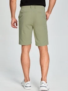 Manfinity Mode 男士拉鏈門襟口袋短褲 - 軍綠色 - 查看 2
