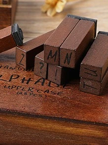 1 caja Sello de madera alfabeto de inglés - Multicolor - Ver 3