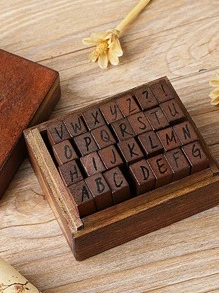 1 caja Sello de madera alfabeto de inglés - Multicolor - Ver 5