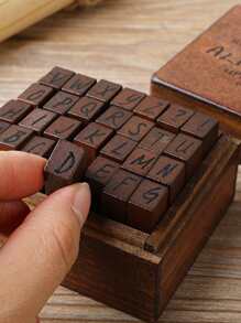 1 caja Sello de madera alfabeto de inglés - Multicolor - Ver 6