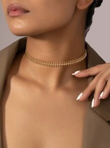 Minimalist Metal Choker - Yellow Gold - View 1