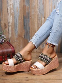 Giày bệt dày và Dép nêm Nữ mép Ngọc trai Khối Màu Đúng mốt - Nhiều màu - Xem 1