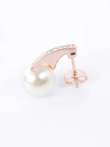 人造珍珠裝飾吊墜項鍊和耳釘 - 玫瑰金 - 查看 3