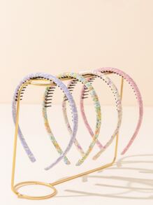 4入組小女童花朵印花髮箍 - 彩色 - 查看 1