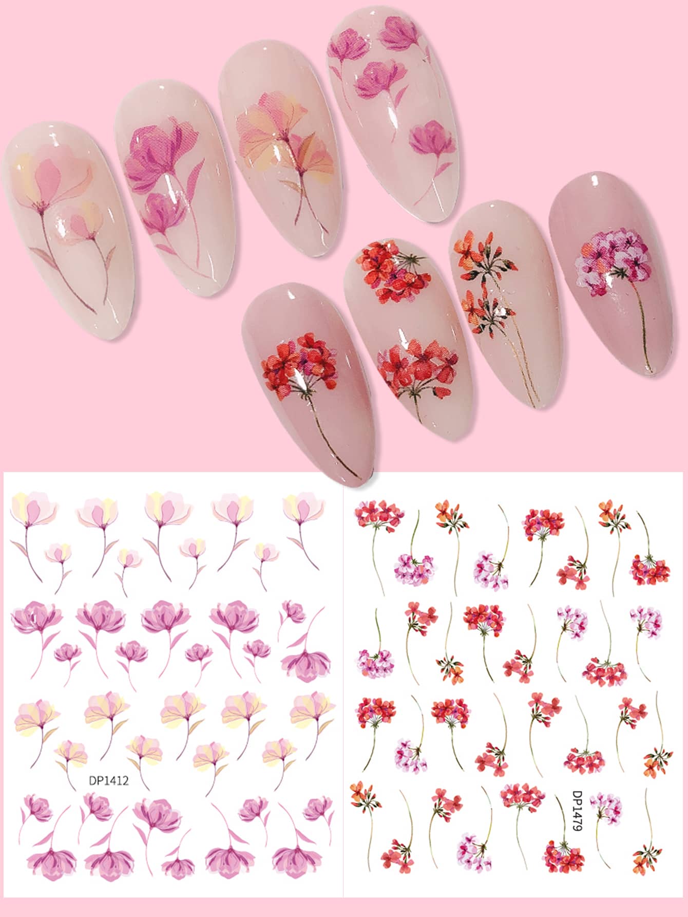 2sheets flower print nail art sticker shein usa