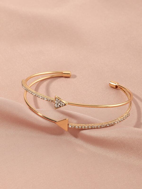 Pulseira de manguito de decoração triangular strass