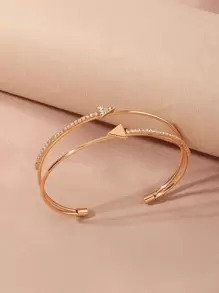 Rhinestone Triangle Decor Cuff Bracelet - Yellow Gold - View 2