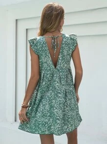 SHEIN VCAY Đầm Xù Họa tiết hoa Boho - Nhiều màu - Xem 2