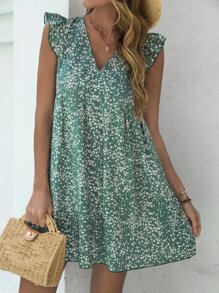 SHEIN VCAY Đầm Xù Họa tiết hoa Boho - Nhiều màu - Xem 3