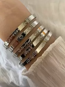 5入組字母細節開口手鐲