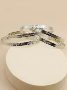 5入組字母細節開口手鐲