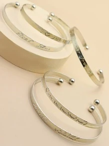 5入組字母細節開口手鐲