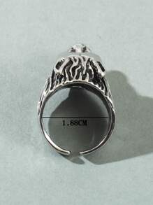 時尚流行男士狼裝飾袖口環合金，適合度假和時尚外觀 - 銀色 - 查看 3