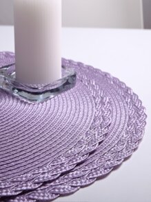 1入組圓形編織餐墊 - 紫色 - 查看 5