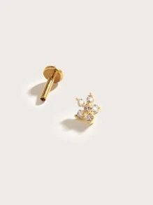 1入組水鑽裝飾耳釘 - 金黃色 - 查看 4