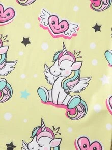 Toddler Girls Unicorn And Heart Print Cami Dress - Yellow - View 3