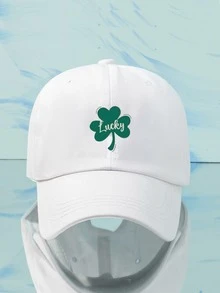 1pc Women's Print Lucky Baseball Cap, Outdoor Adjustable Sun Protection Casual Hat, Suitable For Spring/Autumn Travel, Beach Vacation, Men's Sun Hat, Y2k Style Youth Hat - White - View 2