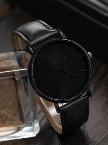 Men Minimalist Round Pointer Quartz Watch