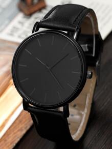 Men Minimalist Round Pointer Quartz Watch