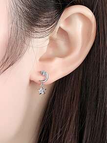 Bông tai thả trăng sao - Bạc - Xem 1