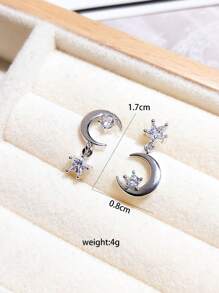 Bông tai thả trăng sao - Bạc - Xem 3