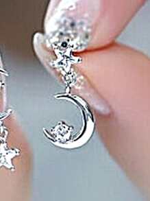 Bông tai thả trăng sao - Bạc - Xem 4