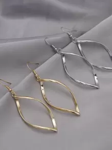 2pairs Geometric Drop Earrings - Multicolor - View 1