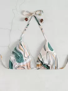 Áo bikini tam giác hở lưng in họa tiết toàn thân, dành cho kỳ nghỉ hè ở bãi biển - Nhiều màu - Xem 1