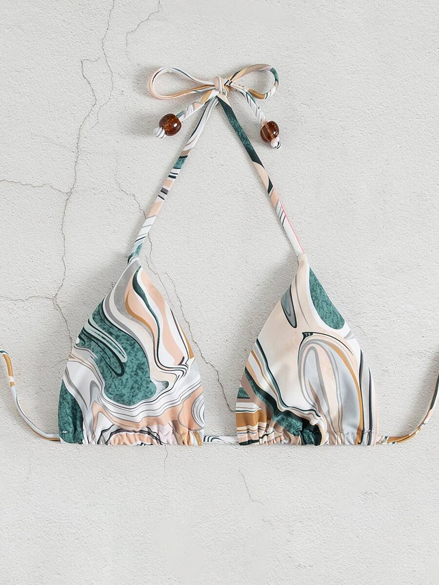 Áo bikini tam giác hở lưng in họa tiết toàn thân, dành cho kỳ nghỉ hè ở bãi biển - Nhiều màu - Xem 1