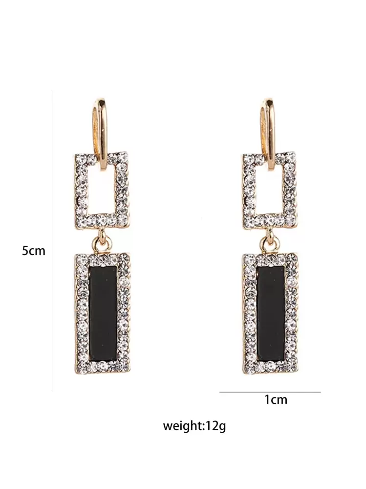 Pendientes geométricos con diamante de imitación - Amarillo Oro - Añade 3