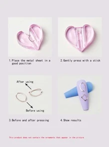 1set Pink Acrylic Professional Embossed Mold Nail Art Tools Heart Shape Nail Art Equipments Metal Frame Bending Curve Shaping Press Tools For Nail Salon And Home Nail Art Decors Design, Clear - Pink - View 6