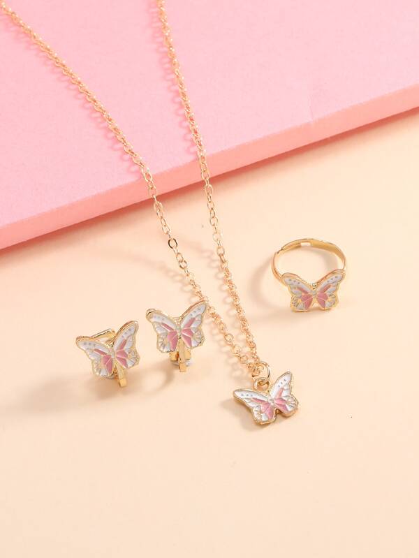Girls Butterfly Charm Jewelry Set