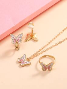 女孩蝴蝶墜飾首飾套裝 - 彩色 - 查看 2