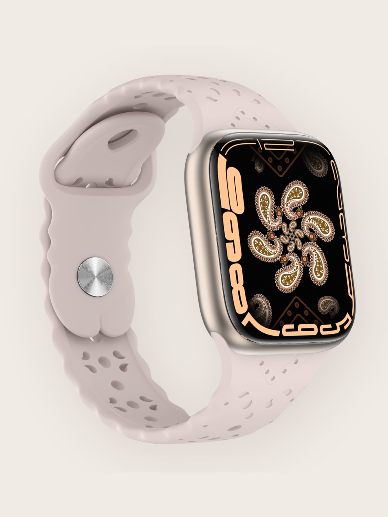 素色鏤空矽膠錶帶適用於Apple Watch - 藕粉色 - 查看 1