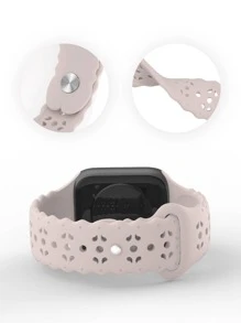 素色鏤空矽膠錶帶適用於Apple Watch - 藕粉色 - 查看 3