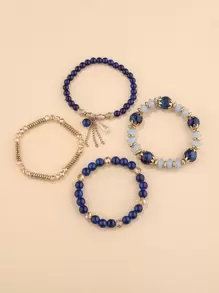 4入組/套隨機款式水晶珠寶串珠手鏈,波西米亞風格人造瑪瑙人造珍珠流蘇鏈子吊飾手鏈,適用於女性珠寶禮物